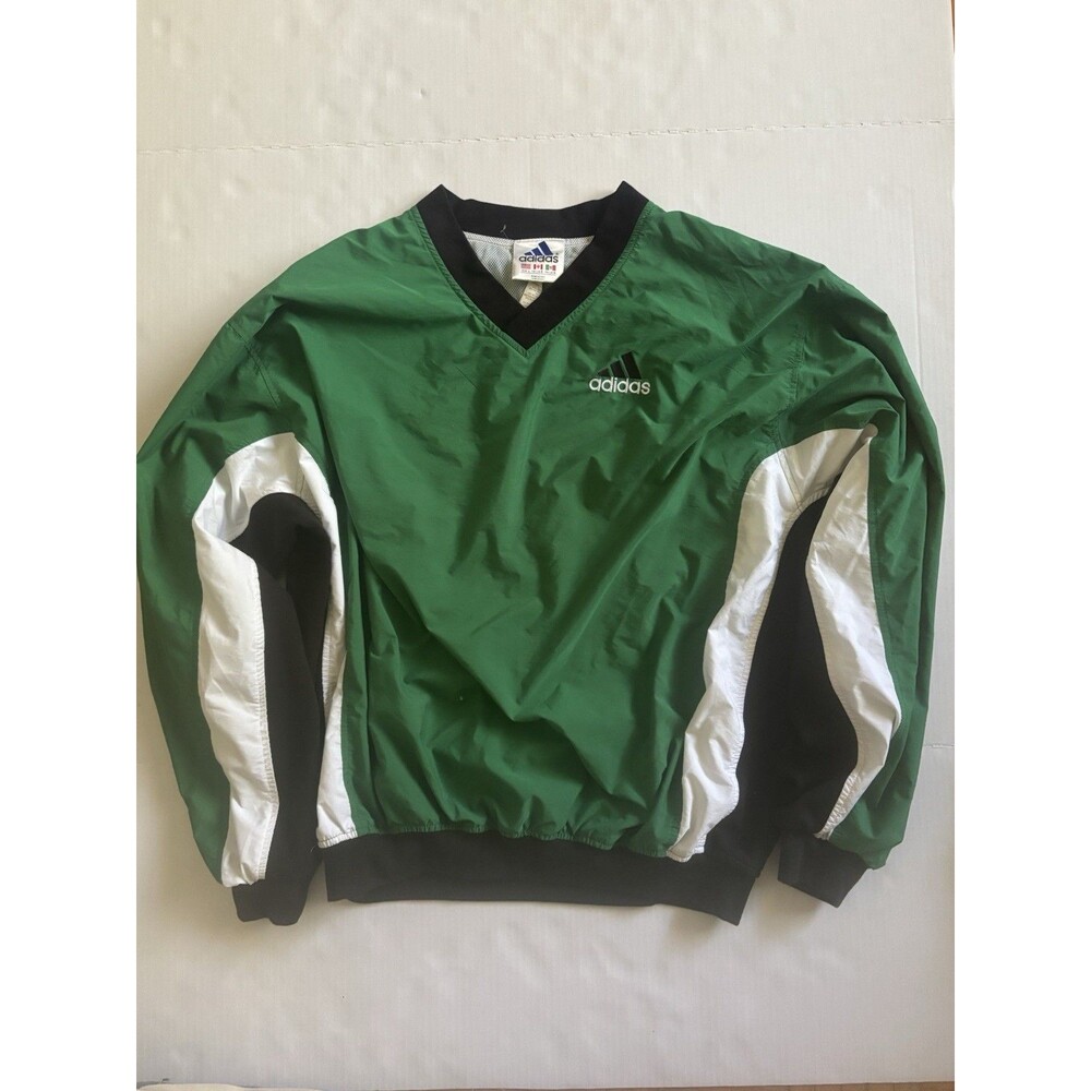 Vintage adidas Men's L Green Black White Lightweight Polyester Logo Pullover